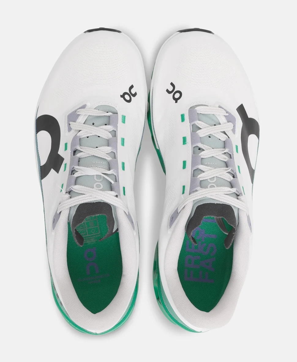 Кроссовки беговые On Cloudmonster Hyper Running shoes бело-зеленые — изображение 4